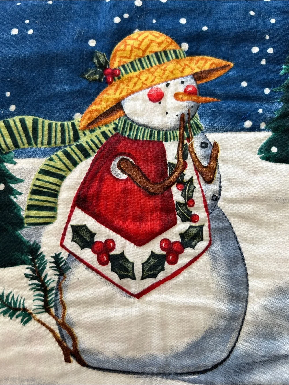 Blue Snowman Holiday Quilted Wall Hanging